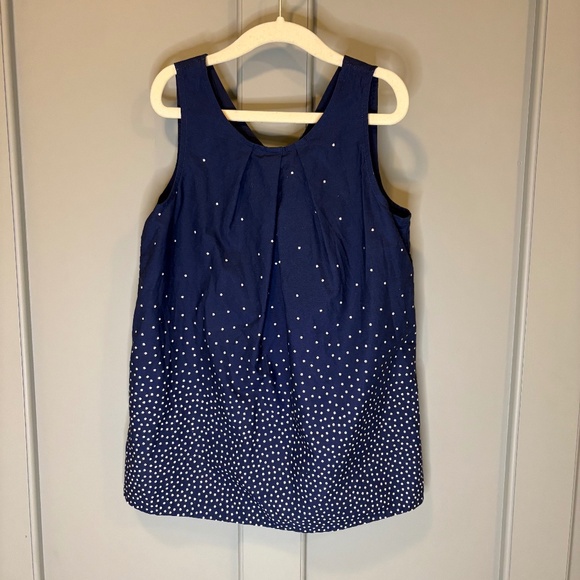 Nautica Girls Top Tank Tunic Blue w/White Polka Dots and Bow Size 8 - Picture 1 of 4